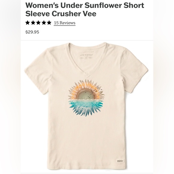 Life is Good Under Sunflower Short Sleeve Crusher Vee - Picture 9 of 9